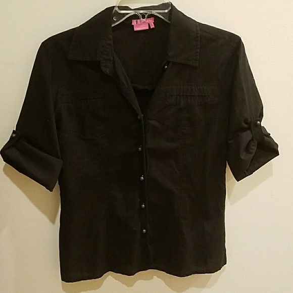 BCBGirls button down shirt black with Skull M - Picture 2 of 6